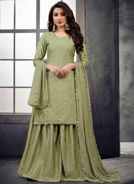 Green Colour New Designer Fastival Wear Heavy Chiffon Suit Salwar Suit Collection 30064